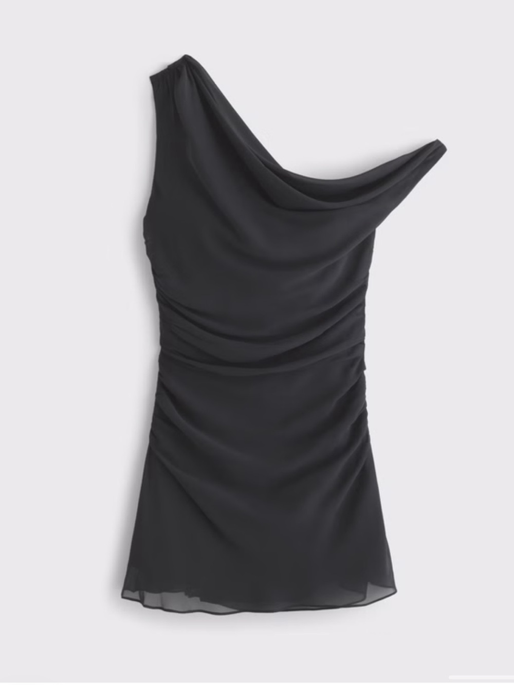 Women’s Black One-Shoulder Ruched Mini Dress